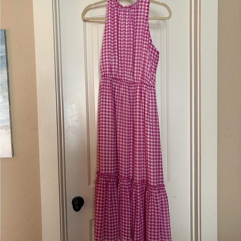 Ann Taylor Pink Gingham Checkered Dress